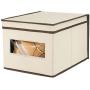 mDesign Soft Stackable Fabric Closet Storage Organizer Holder Boxes Bin with Clear Window, Attached Hinged Lid - Bedroom, Hallway, Entryway, Bathroom - Large, 2 Pack - Cream/Espresso Brown mDesign Soft Stackable Fabric Closet Storage Organizer Holder Boxes Bin with Clear Window, Attached Hinged Lid - Bedroom, Hallway, Entryway, Bathroom - Large, 2 Pack - Cream/Espresso Brown