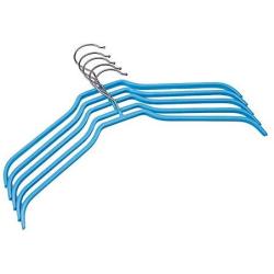 Iddefee Clothes Hanger 20 Sets of Adult Clothes Support Metal Non-Slip Seamless Wet and Dry Dual-use Thick Hanger Stainless Steel Hanger Pants Hangers (Color : Blue, Size : 42x17cm)