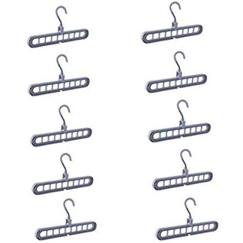 JHHSYU Space Saving Hangers (Pack of 10) Durable Plastic Magic Hangers Organizer, Wrinkle-Free Clothes, 3 Times More Space Saving in Closet - Grey