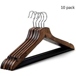 Clothes Hanger Home Wooden Hangers Adult Non-Slip For Clothing Pants Skirt Hangers Suit Clothes Hangers Everyday Standard Use Clothing Hangers 10 Pack Pants Hangers ( Color : Brown , Size : 43x21cm )