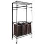 alvorog Garment Rack Rolling Laundry Sorter Cart Heavy-Duty Sorting Hamper Commercial Grade Clothes Rack with 2 Hanging Rod Adjustable Height Shelves 3 Removable Bags for Laundry Room, Black