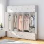 KOUSI Portable Closet Wardrobe Closet Room Closet with Doors Wardrobe with Storage Wardrobes for Bedrooms Portable Closet Wardrobe Bedroom Armoire, White, 10 Cubes + 5 Hanger