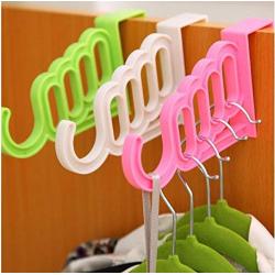 10PC Random Color Multi-Function Home Accessories Foldable Clothes Hanger Drying Rack 5 Hole Suit Bathroom Door Plastic Organizer Decoration