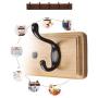 Blooming Flowers Wall Mounted Unit Bamboo Open Shelf 3 Metal Hooks Bathroom Hallway Living Room Kitchen Storage-Coat Hook Rack Wall Mounted Clothes Hanger Bamboo Robe Towel Holde. Hook (Size : D)