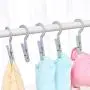 Mexidi 3 Pcs Portable Laundry Hanger Clothespins with Spring Clip Hooks, Outdoor Plastic Hanger Drying Clothing, Drying Clips, Clothes Pins, for Home or Travel -Air Dry and Drip Dry (Green)