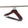 Quality Hangers 10 Wooden Hangers Beautiful Sturdy Suit Coat Hangers with Locking Bar Chrome Hooks (10)