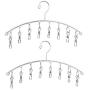 Cabilock Clothes Hanger 2pcs Stainless Steel Arc-Shaped Laundry Hangers with 8 Clips Clothes Drying Rack for Underwears Socks Towels