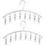 Cabilock Clothes Hanger 2pcs Stainless Steel Arc-Shaped Laundry Hangers with 8 Clips Clothes Drying Rack for Underwears Socks Towels