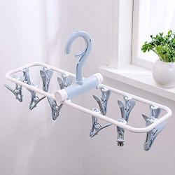 SUJING lothing Drying Rack, Hanger Laundry Drying Rack Clothes Hanger Laundry Clothespins Windproof Pegs Hook Underwear Hanger (Blue)