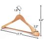 JS HANGER 6-Pack Wooden Hangers Nature Finish Wide Shoulder Hangers