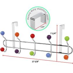 Galashield Over The Door Hook Multi Color Ceramic Knobbed Hooks and Stainless Steel Organizer Door Hanger Towel Rack