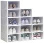 IRONLAND Storage Shoe Boxes White 12 Pack Clear Plastic Stackable White