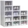 IRONLAND Storage Shoe Boxes White 12 Pack Clear Plastic Stackable White
