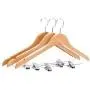 5pcs 44cm Wooden Suit Hangers with Polished Clips and Hooks, Natural Wood, Wooden Clothes Hangers 5pcs 44cm Wooden Suit Hangers with Polished Clips and Hooks, Natural Wood, Wooden Clothes Hangers