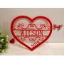 Personalized Valentine Wreath Door Hanger Sign Couples Names Wedding Gift Laser Cut Heart Love Decor Wall Hanging Monogrammed Signs Valentines Day Centerpiece Custom Family Name Established Year