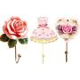 Evoio 3PCS Wall Hooks Rose Flower/Heart/Dress Resin Wall Mounted Vintage Hook Hanger Organizer for Bathroom Towel Clothes Rack Coat Hat Robe Pink(3 in 1)