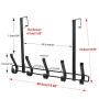 Over The Door Hook, 5 Coat Hooks Door Hanger for Hanging Coats, Hoodies, Hats, Scarves, Purses, Bath Towels, Robes (Black)