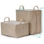 Every Deco Rectangular Storage Bin Laundry Basket with Handles Fold-able Collaspible Toys Clothes Books Magazines Arts and Crafts - 15.7" x 11.8" x 15.7" - Khaki Crosshatch