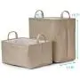 Every Deco Rectangular Storage Bin Laundry Basket with Handles Fold-able Collaspible Toys Clothes Books Magazines Arts and Crafts - 15.7" x 11.8" x 15.7" - Khaki Crosshatch