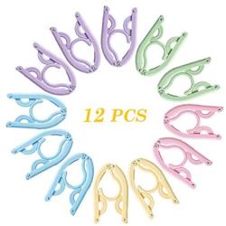 Emual Folding Hanger,12 Pcs Portable Folding Clothes Hangers Foldable Clothes Drying Rack for Travel