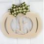 Ivory Pumpkin Monogram Door Hanger | Farmhouse Thanksgiving Wreath | Off White | CHOOSE YOUR BOW!