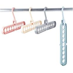 10pcs Random Color 9 Holes Clothes Coat Hanger Organizer Multi-Port Support Clothes Drying Racks Plastic Cabinet Storage Rack Hangers for Clothes