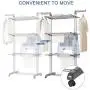 STORAGE MANIAC 3 Tier Rolling Clothes Drying Rack Folding Laundry Dryer Hanger with Foldable Wings Compact Storage Steel Indoor Outdoor STORAGE MANIAC 3 Tier Rolling Clothes Drying Rack Folding Laundry Dryer Hanger with Foldable Wings Compact Storage Steel Indoor Outdoor