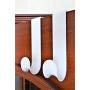 Over-The-Door Hook Pack of 2 White Plastic Hanger Coat Rack Towel Holder Door Mount Perfect Size for Bedrooms Kitchen Bathrooms Laundry Storage for Coats, Hats, Robes, Clothes Towels Bags Umbrellas
