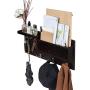 JackCubeDesign Entryway Coat Rack Wall Mount Key Holder Mail Envelope Hook Organizer Clothes Hat Hanger with Faux Brown Leather Shelf and Tray(Solid Wood, 20.5 x 9.1 x 3.4 inches) ? :MK362B
