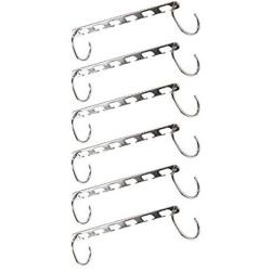 Whitelotous 6PCS Metal Clothes Hanger Rack Clothing Hook Space Saver Organizer Set