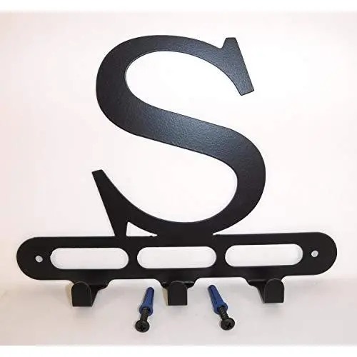 Capital Letter S Monogram Wall Hook Hanger. Satin Black. Solid Steel. Screws Included. Capital Letter S Monogram Wall Hook Hanger. Satin Black. Solid Steel. Screws Included.