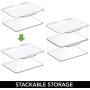 mDesign Stackable Bathroom Hair Accessory Countertop Storage Organizer Boxes with Hinged Lid for Makeup, Beauty, Hair, Nail Supplies - 4 Pack - Clear