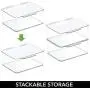 mDesign Stackable Bathroom Hair Accessory Countertop Storage Organizer Boxes with Hinged Lid for Makeup, Beauty, Hair, Nail Supplies - 4 Pack - Clear
