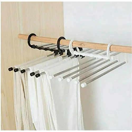 5pcs Random Color 5 in 1 Pant Rack Shelves Stainless Steel Clothes Hangers Multi-Functional Wardrobe Magic Hanger Decoration 5pcs Random Color 5 in 1 Pant Rack Shelves Stainless Steel Clothes Hangers Multi-Functional Wardrobe Magic Hanger Decoration