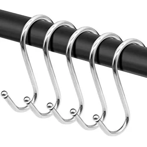12 Pack Heavy Duty S Shaped Hanging Hooks Stainless Steel S Hooks Rust Resistant S Shaped Hooks for Kitchen, Bathroom, Garden, Pan, Bags, Jeans