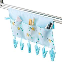 MF2FLAY 2 Pack Travel Portable Folding Cloth Hanger, Bathroom Racks Drying Hanger with 6 Clothespin of 3 Storage Pockets