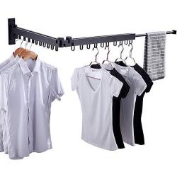 Bakala Wall Mounted Space-Saver, Clothes Drying Rack, Retractable Fold Away Clothes Dry Racks, Easy to Install Design, Balcony, Mudroom, Bedroom, PoolArea(Black)