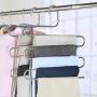 HKOrion Trousers Pants Clothes Hangers Closet Storage Organizer Stainless Steel Multipurpose for Jeans, Scarf, Ties, Legging S Shape Wardrobe Space Saver 5 Layers Hanger Pack of (1) Piece