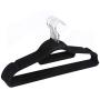 Pack of 10 Non-Slip Ultra-Thin 360 Degree Swivel Flocked Adult Clothes Hangers with Tie Bar, Notched Shoulders Random Color