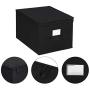 SONGMICS Set of 3 Foldable Storage Boxes with Lids, Fabric Cubes with Label Holders, Storage Bins Organiser, 11.8 x 15.7 x 9.8 Inches, Black URLB40H