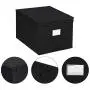 SONGMICS Set of 3 Foldable Storage Boxes with Lids, Fabric Cubes with Label Holders, Storage Bins Organiser, 11.8 x 15.7 x 9.8 Inches, Black URLB40H