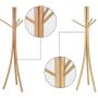 ZEMIN Floor Standing Coat Rack Clothes Hat Stand Hanger Hooks Wood Smooth Stoarge Japanese-Style, (Color : Ash)