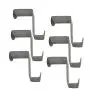 Doitb 6pcs Over Door Hanger Stainless Steel Hanging Hooks for Bathroom Bedroom Office Cabinet Draw Clothes Kitchenware Pots Utensils anging Hooks Hangers for Bathroom Bedroom Office and Kitchen Silver