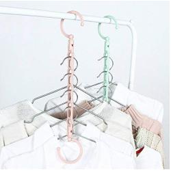 10pcs Random Color Rotating 5 in 1 Clothes Storage Rack Super Space Saving 5 Holes Magic Plastic Clothes Hanger Hanging Organizer