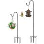 HOME RIGHT Bird Feeder Pole,30 to 62 inch Adjustable Shepherds Hook Heavy Duty 5 Prong Metal Hanger Hook Garden Plant Hooks for Wedding Decoration(1 Pack)