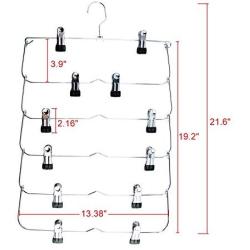 Homend 6 Tier Skirt Hangers Foldable Pants Hangers Closet Organizer Stainless Steel Fold up Space Saving Hangers (3 Pack)