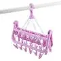 EBTOOLS 32 Clips Folding Drying Rack Portable Clothes Clip Hanger Dryer Windproof Socks Underwear Rotatable Children for Both Family and Travel Use(Purple)