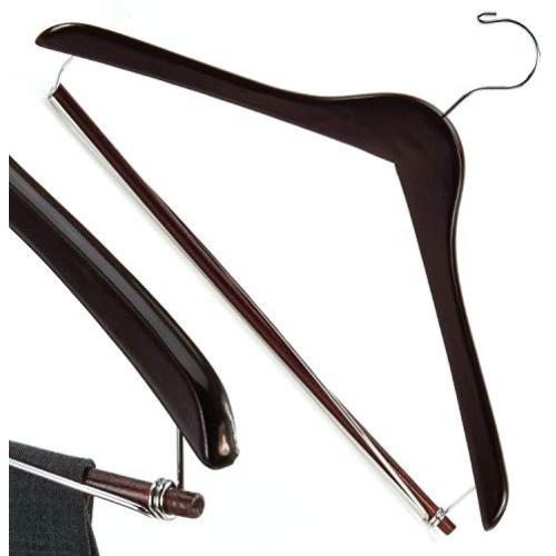 HANGERWORLD 10 Mahogany 17inch Wooden Wishboned Top Suit Coat Garment Clothes Hangers Locking Pants Bar. HANGERWORLD 10 Mahogany 17inch Wooden Wishboned Top Suit Coat Garment Clothes Hangers Locking Pants Bar.