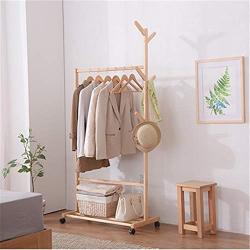 Zxcvlina Entryway Coat Hanger Clothes Rack Clothes Shelf Solid Wood Coat Rack Hanger Simple Hanger Floor Home Simple Modern Bedroom Shelf (Color : White, Size : 83.5cm)