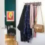 WEBI Coat Rack Wall Mounted,Wall Hanger Bamboo Coat Hanger Wall Mount,Hook Rack Rail,5 Hooks for Hanging Coats,Clothes,Hats,Jacket,Towel,Chromed